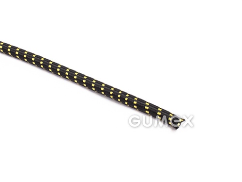 Gummiseile für Bungee-Trampoline und Fitness, 9mm, Gummigewebe/PES-Geflecht, schwarz-gelb, 